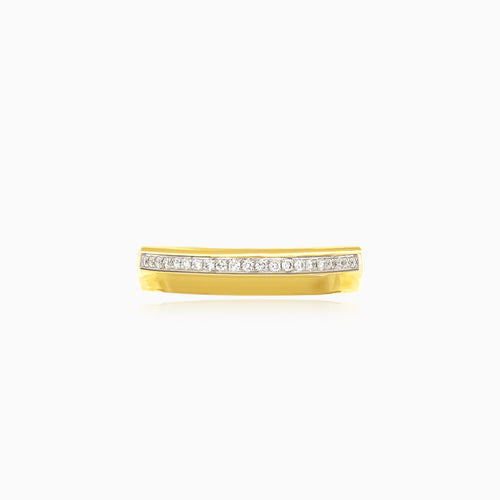 Bague en or élégante avec rangée de diamants