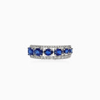 Design white gold diamond ring with sapphire