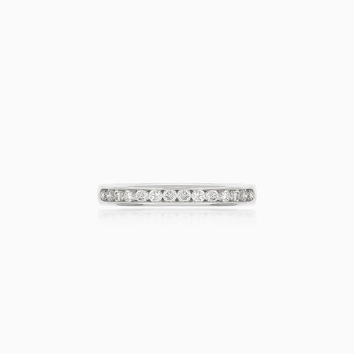 One line white gold diamond ring