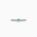 Elegant  white gold  ring with diamond and blue topaz
