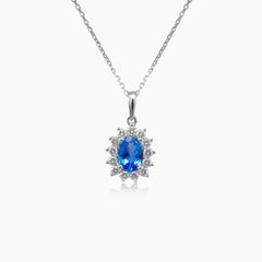 Pendentif royal en or blanc avec tanzanite et diamants