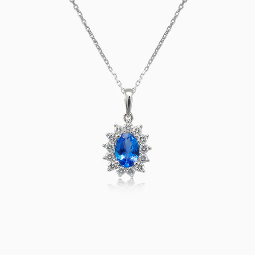 Pendentif royal en or blanc avec tanzanite et diamants