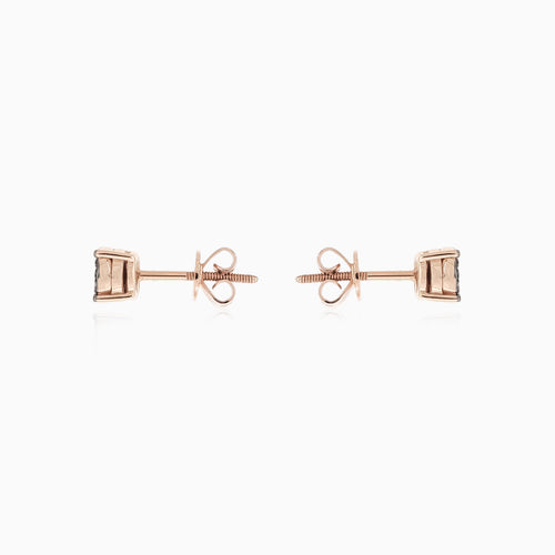 Minimalistic rose gold earrings with black diamonds