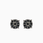Minimalistic rose gold earrings with black diamonds