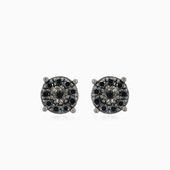 Minimalistic rose gold earrings with black diamonds