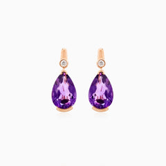 Romantische Roségold-Ohrringe mit Diamanten und Amethyst
