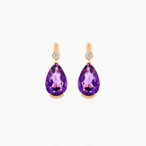 Romantische Roségold-Ohrringe mit Diamanten und Amethyst
