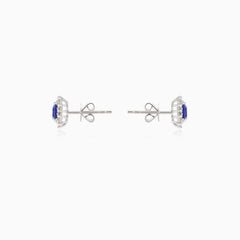 Royal sapphire diamond white gold earrings