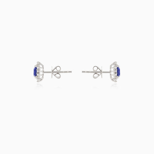 Royal sapphire diamond white gold earrings