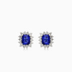 Royal sapphire diamond white gold earrings