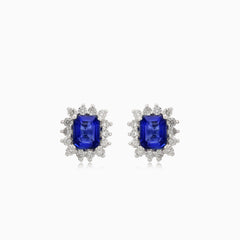 Royal sapphire diamond white gold earrings