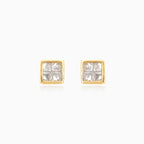Diamond square shape stud earrings