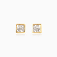 Diamond square shape stud earrings
