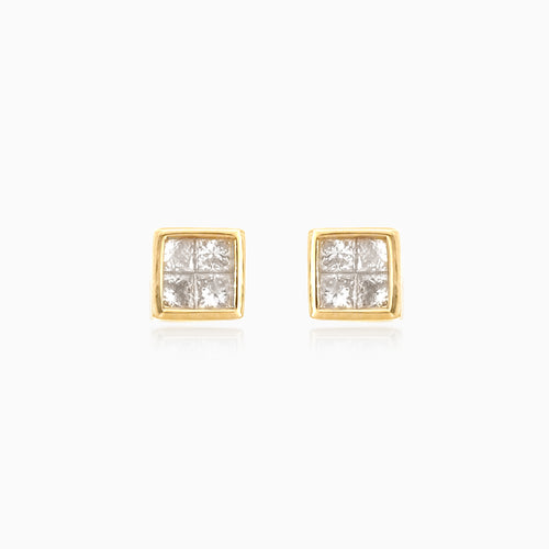 Diamond square shape stud earrings