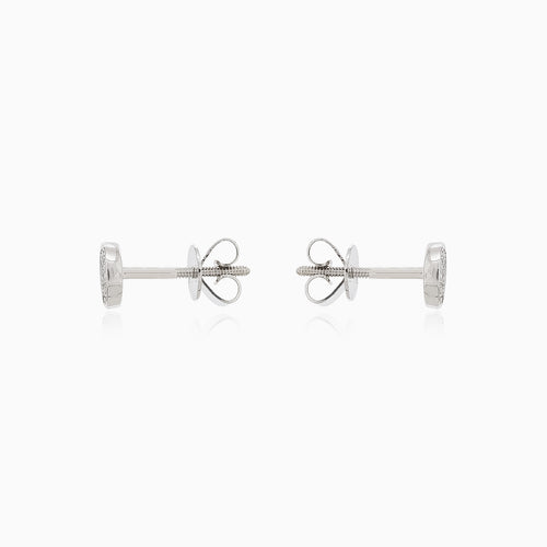 Dazzling round cut diamond earrings in lustrous white gold