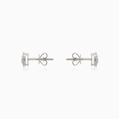Simple white gold earrings with diamonds