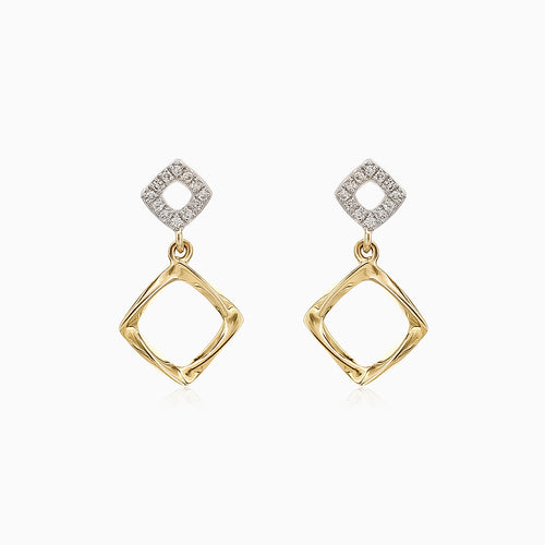 Unique gold earrings with diamonds