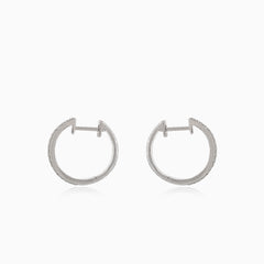 Pendientes de aro de oro blanco con diamantes