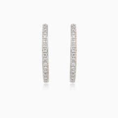 Pendientes de aro de oro blanco con diamantes