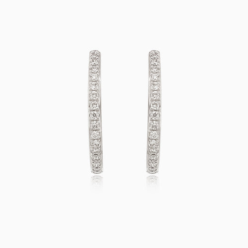Pendientes de aro de oro blanco con diamantes