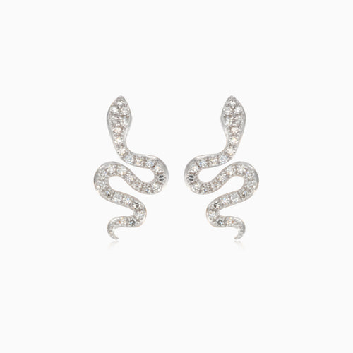Náušnice s přírodními kulatými diamanty ze žlutého zlata ve tvaru hada