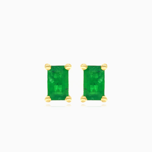Elegant yellow gold emerald stud earrings