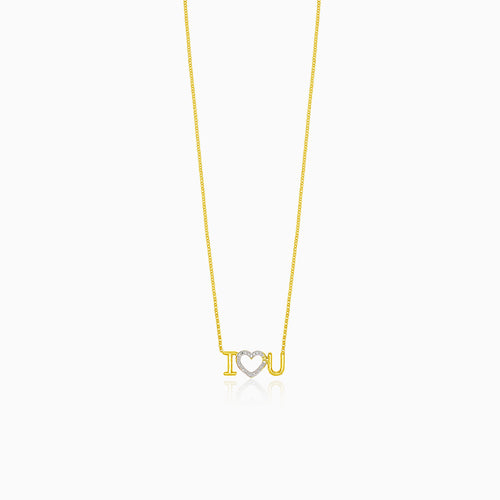 Collier moderne « Je t’aime » en or avec diamant