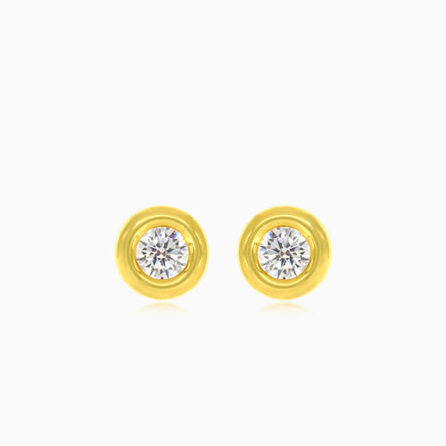 Bezel set gold stud earrings