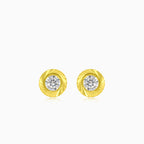 Boucles d’oreilles puces en or lumineux avec zircon cubique rond