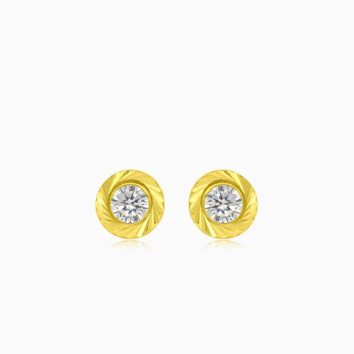 Boucles d’oreilles puces en or lumineux avec zircon cubique rond