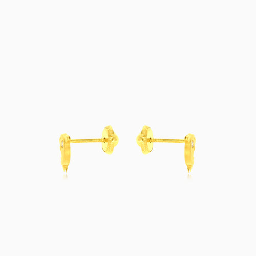 Yellow gold sea dolphin stud earrings