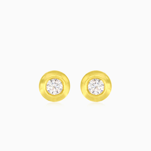 Clous en or jaune avec zircon cubique taille ronde