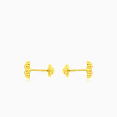 Yellow gold  flower cubic zirconia earrings