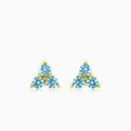 Sky blue cubic zirconia yellow gold earrings