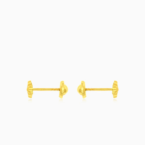Bear with shimmering belly gold earrings
