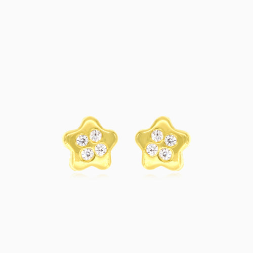 Boucles d’oreilles enfants en or jaune avec étoile en zircone cubique