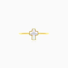 Cross mother of pearl yellow gold