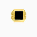 Schwarzer Onyx-Ring mit griechischem Design in eckiger Form