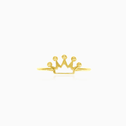 Princess crown yellow gold ring