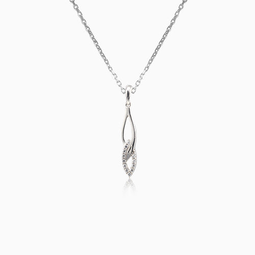 Propletený přívěsek z bílého zlata s kubickými zirkony