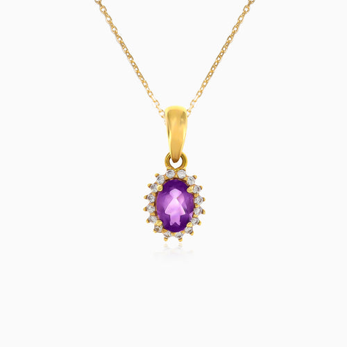 Elegant oval-cut amethyst gold pendant