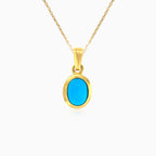Pendentif classique cabochon turquoise en or jaune