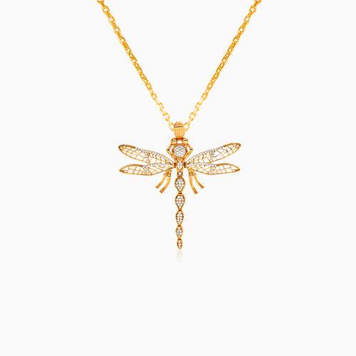 Colgante de libélula en oro rosa