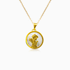 Pendentif ange en or jaune avec nacre