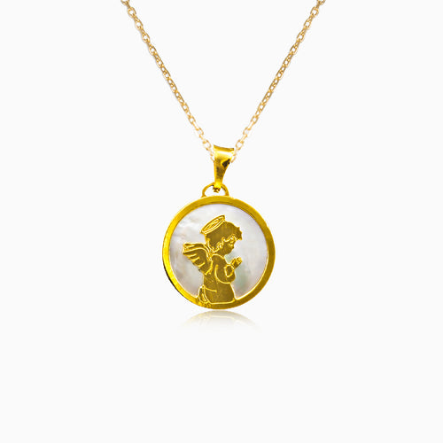 Pendentif ange en or jaune avec nacre