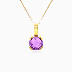 Pendentif en or jaune avec pierre précieuse taille coussin