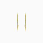 Unique gold earrings with ball and zircons