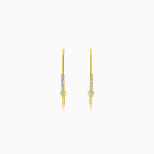 Unique gold earrings with ball and zircons