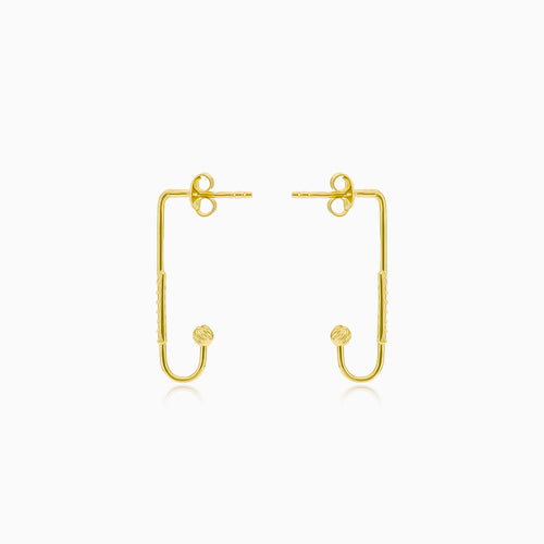 Unique gold earrings with ball and zircons