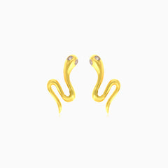 Boucles d’oreilles clous serpent en or avec zirconium cubique